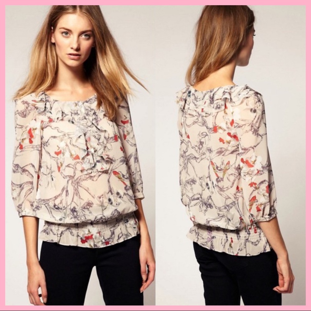 TED BAKER | Flower Fairy Ruffle Neck Blouse